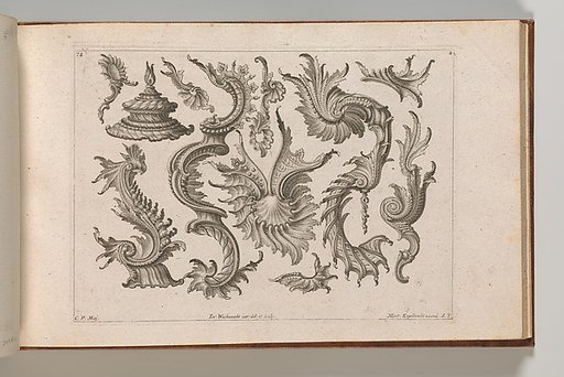 Various Designs for Rocaille Ornaments, plate 4 from "Fortsezung von unterschielichen Auszierungen zu allerleij nüzlich anzuwenden"