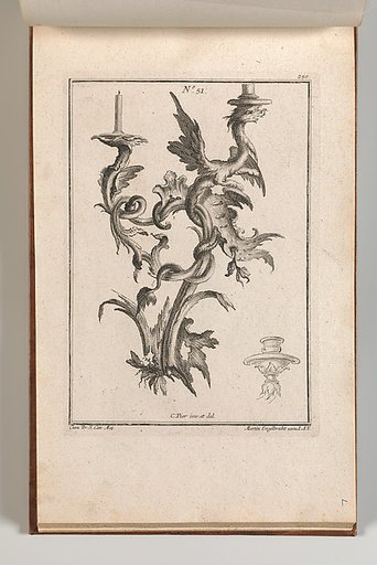 Design for a Two-Armed Candelabra with a Dragon, plate 1 from an Untitled Series of Designs for Suspended Candelabras