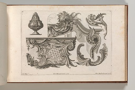 Suggestion for the Decoration of the Lower and Top Right of a Frame Combined with Several Additional Ornaments, plate 2 from "Unterschidliche Auszierungen zu Thüren und Fenster, etc. etc. sehr nutzlich zu gebrauchen"