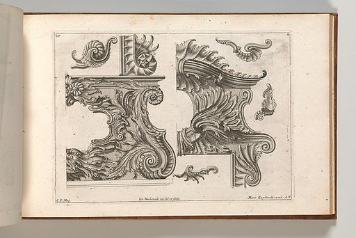 Suggestion for the Decoration of the Lower and Top Right of a Frame, plate 4 from "Unterschidliche Auszierungen zu Thüren und Fenster, etc. etc. sehr nutzlich zu gebrauchen"