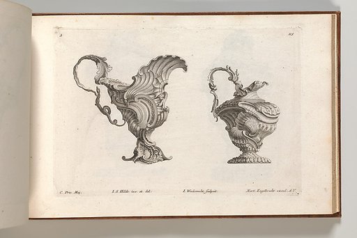 Designs for Two Ewers, plate 3 from "Schöne und auf die neueste Facon inventierte Gefäße und Krüge"