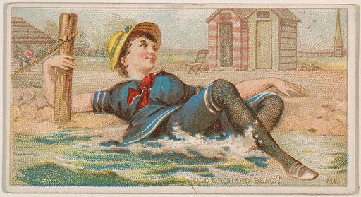 Old Orchard Beach, Maine, from the Surf Beauties series (N232), issued by Kinney Bros.