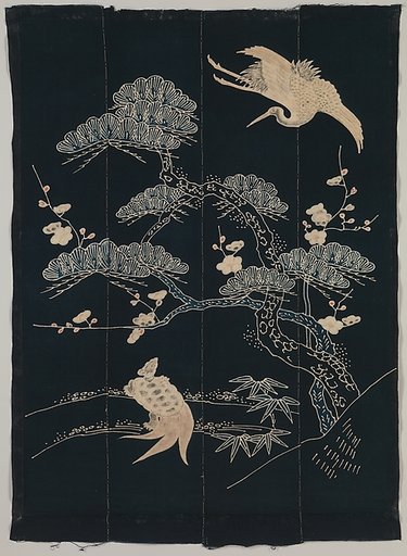 Futon Cover with Turtle, Crane, Pine, Plum, and Bamboo
