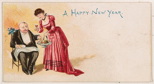 A Happy New Year, from the New Years 1890 series (N227) issued by Kinney Bros.