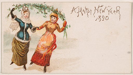 A Happy New Year 1890, from the New Years 1890 series (N227) issued by Kinney Bros.