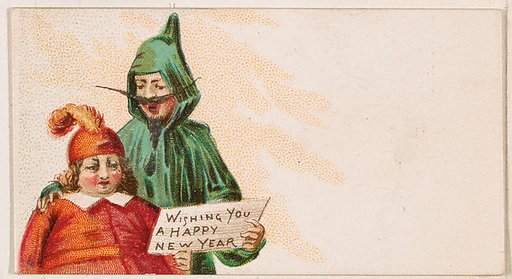 Wishing You a Happy New Year, from the New Years 1890 series (N227) issued by Kinney Bros.