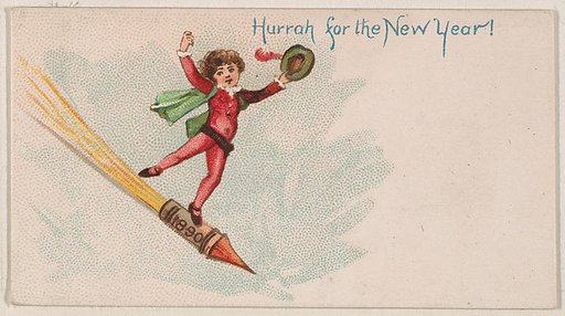 Hurrah for the New Year, from the New Years 1890 series (N227) issued by Kinney Bros.