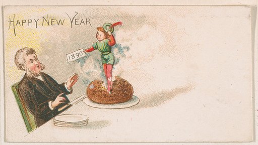 Happy New Year, from the New Years 1890 series (N227) issued by Kinney Bros.
