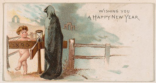 Wishing You a Happy New Year, from the New Years 1890 series (N227) issued by Kinney Bros.