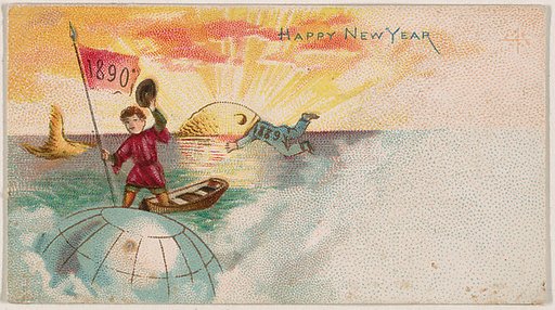 Happy New Year 1890, from the New Years 1890 series (N227) issued by Kinney Bros.