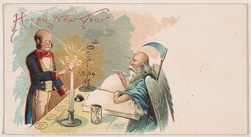 Happy New Year 1890, from the New Years 1890 series (N227) issued by Kinney Bros.
