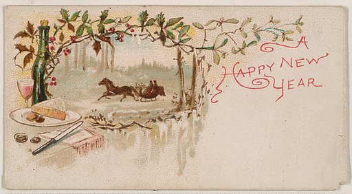 A Happy New Year, from the New Years 1890 series (N227) issued by Kinney Bros.