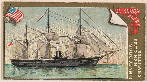 U.S. Sloop Alert, from the Naval Vessels of the World series (N226) issued by Kinney Bros.