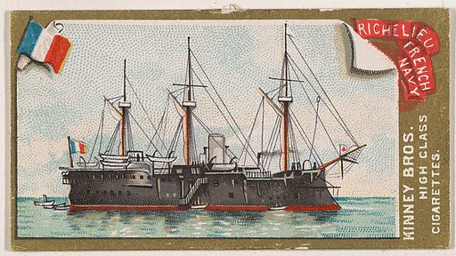 Richelieu, French Navy, from the Naval Vessels of the World series (N226) issued by Kinney Bros.