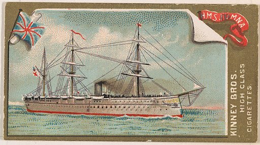 H.M.S. Jumna, from the Naval Vessels of the World series (N226) issued by Kinney Bros.