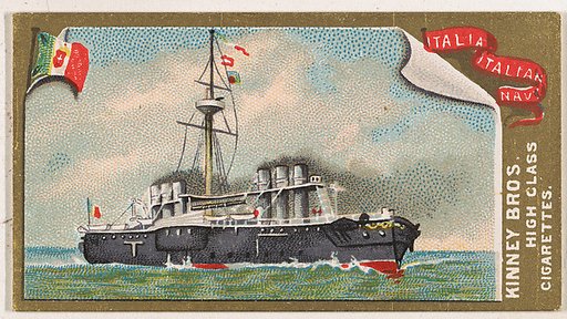 Italia, Italian Navy, from the Naval Vessels of the World series (N226) issued by Kinney Bros.