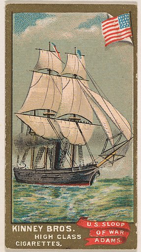 U.S. Sloop of War Adams, from the Naval Vessels of the World series (N226) issued by Kinney Bros.