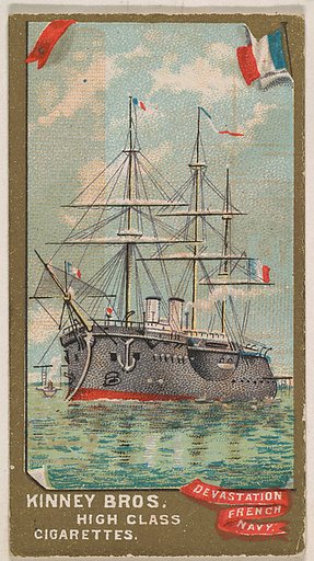 Devastation, French Navy, from the Naval Vessels of the World series (N226) issued by Kinney Bros.