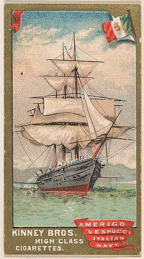 Amerigo Vespucci, Italian Navy, from the Naval Vessels of the World series (N226) issued by Kinney Bros.