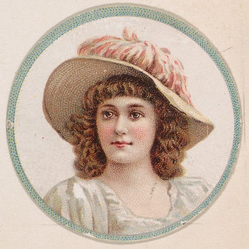 Woman wearing feathered hat, from the Novelties series (N228, Type 2) issued by Kinney Bros.