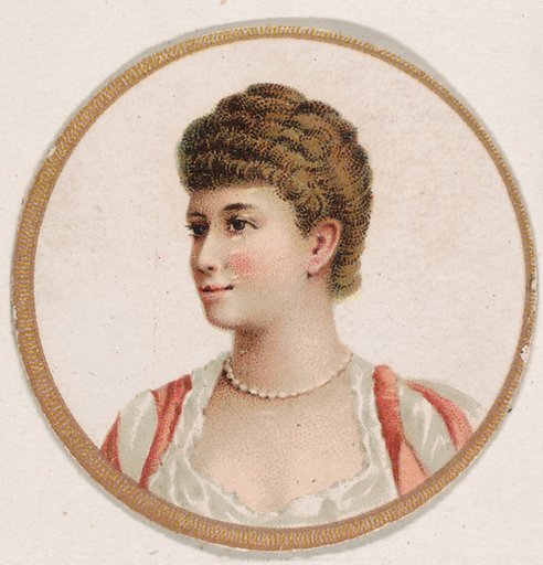 Portrait of woman, from the Novelties series (N228, Type 2) issued by Kinney Bros.