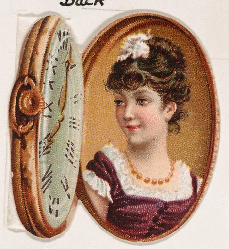 Pocket watch, from the Novelties series (N228, Type 3) issued by Kinney Bros.