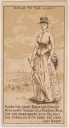 Along the Sandy Beach She Strayed..., from the Magic Changing Cards series (N223) issued by Kinney Tobacco Company