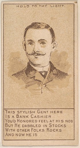 This Stylish Gent Here..., from the Magic Changing Cards series (N223) issued by Kinney Tobacco Company