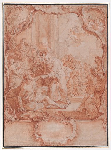 Scene with Saint Peter Healing the Lame in a Rocaille Cartouche