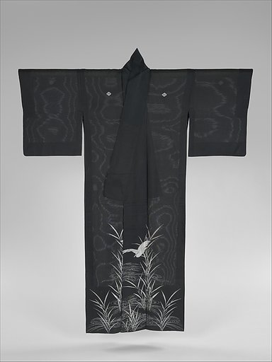 Summer Kimono (Hito-e) with Heron and Reeds