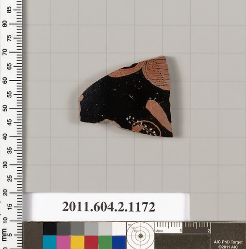 Terracotta fragment of a lekanis lid (covered dish)