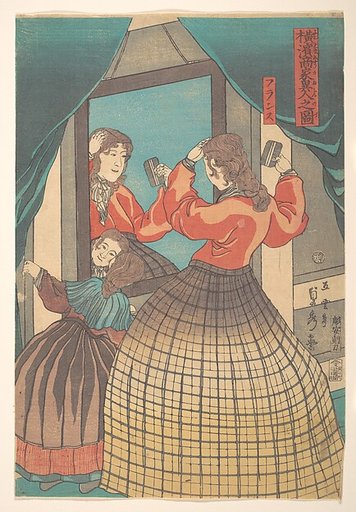 French Woman and Girl, from the series Foreign Merchants in Yokohama (Yokohama shōka ijin no zu)