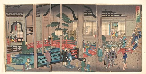 View of the Interior of the Gankirō Tea House in Yokohama