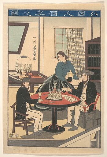 A Foreigner's Wine Party (Gaikokujin shuen no zu), from an untitled series of foreigners at home