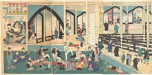 Foreigners Enjoying a Party at the Gankirō Tea House