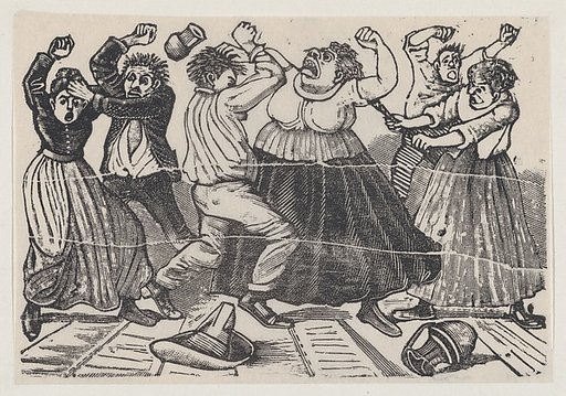 Fight between mothers-in-law from a broadside entitled 'Pleito de suegras'