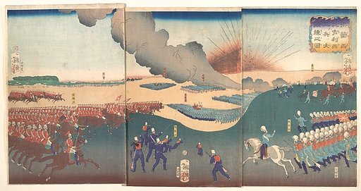 Maneuvers by Three Categories of French and English Soldiers (Furansu Igirisu sanhei ōchōren no zu)