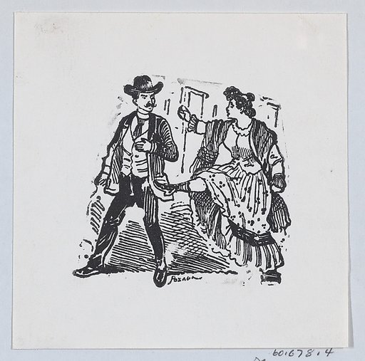 A woman kicking a man while he walks away from her