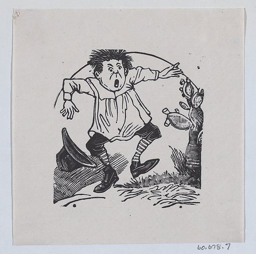 A man jumping up after pricking his finger on a cactus