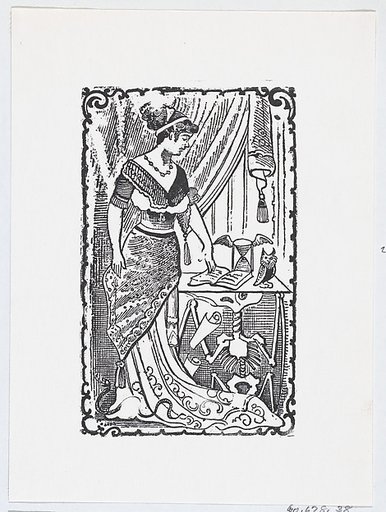 A woman pointing to a book on a desk with a skeleton underneath