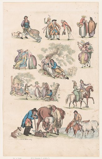 Plate 14, Outlines of Figures, Landscapes and Cattle...for the Use of Learners