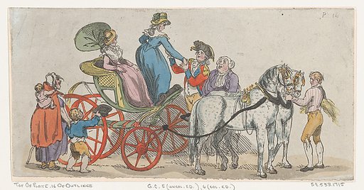 Ladies Getting Out of a Carriage (from Plate 16, Outlines of Figures, Landscapes and Cattle)