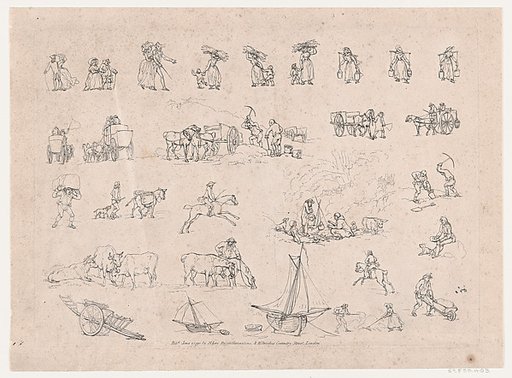 Plate 2, Outlines of Figures, Landscapes and Cattle...for the Use of Learners