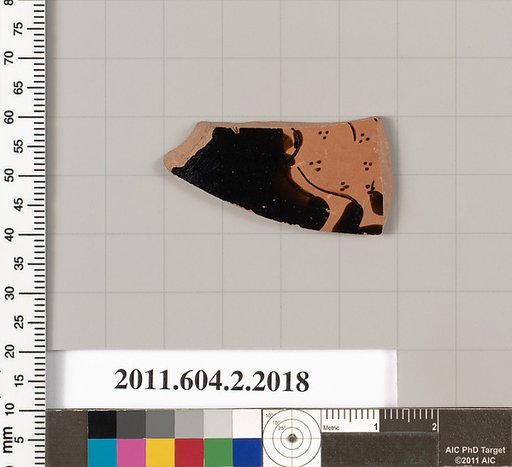 Terracotta fragment of an askos (flask with a spout and handle over the top)