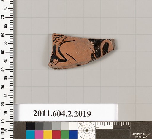 Terracotta fragment of an askos (flask with a spout and handle over the top)
