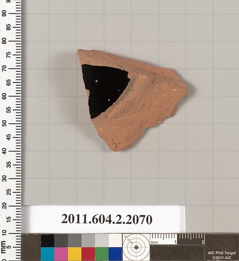 Terracotta fragment of a pot; unglazed on the inside