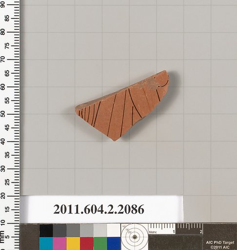 Terracotta fragment of a pot; glazed on the inside