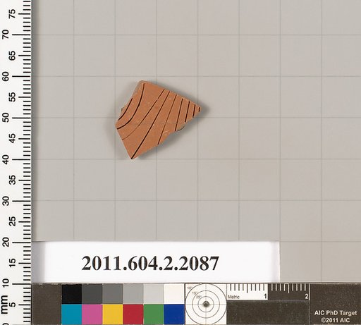 Terracotta fragment of a pot; glazed on the inside