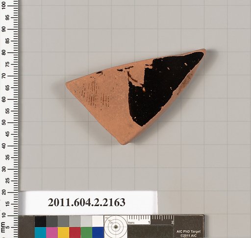 Terracotta fragment of a pot; unglazed on the inside