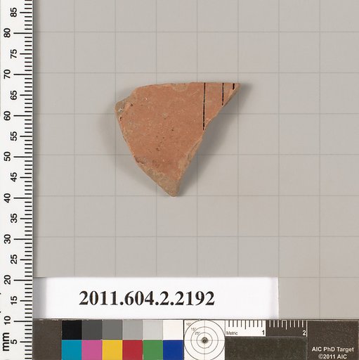 Terracotta fragment of a pot; unglazed on the inside